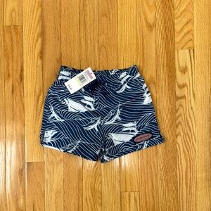 Navy and White Patterned Swim Shorts